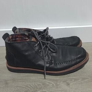 Toms Men's Black Leather Lace Up Chukka Boots Size 10